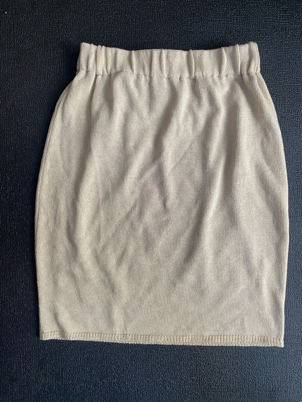 VTG San Remo Classic Cream Knit Skirt Pull On Elastic Waist Stretch SIZE SMALL